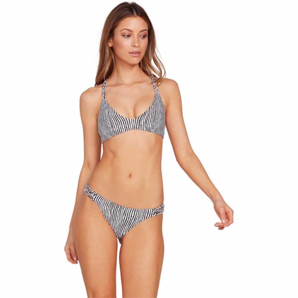Women’s Volcom Stripe Away Bikini Bottoms, Medium, NWT, size medium